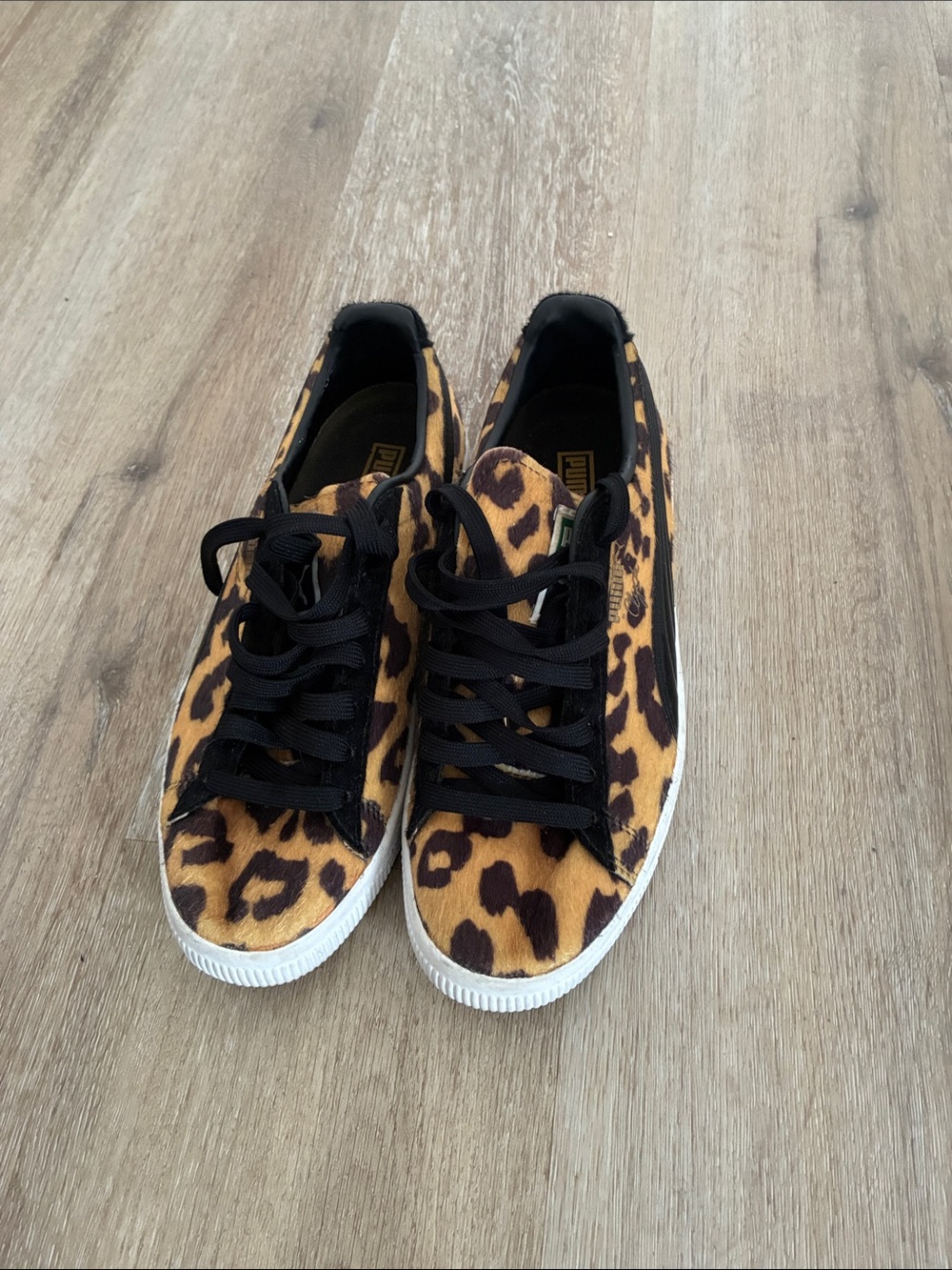 Puma Leopard Print Low-Top Sneakers with Black Laces